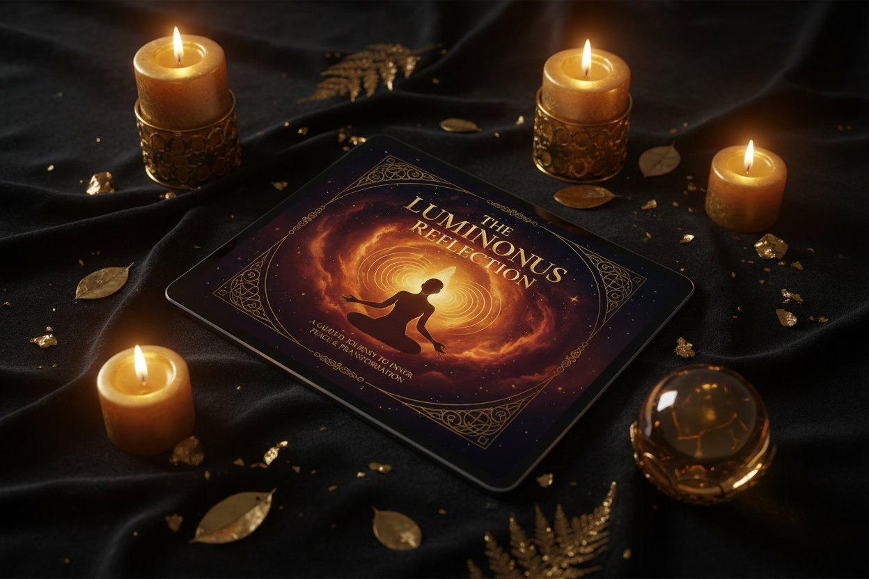 Premium gold healing and reflection digital download mockup